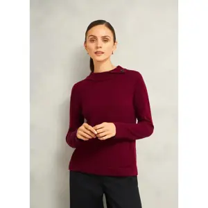 Hobbs London Talia  Beryl Red Cashmere Blend Button Neck Jumper